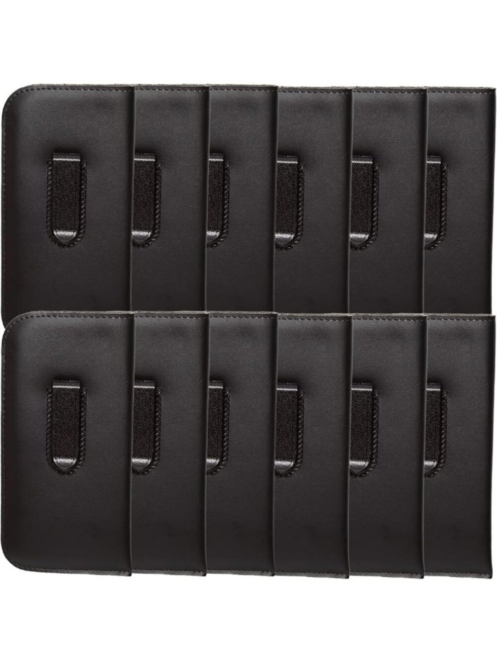 Soft Slip-in Eyeglass Case with Clip - Medium Black Synthetic Leather - 12 Pack